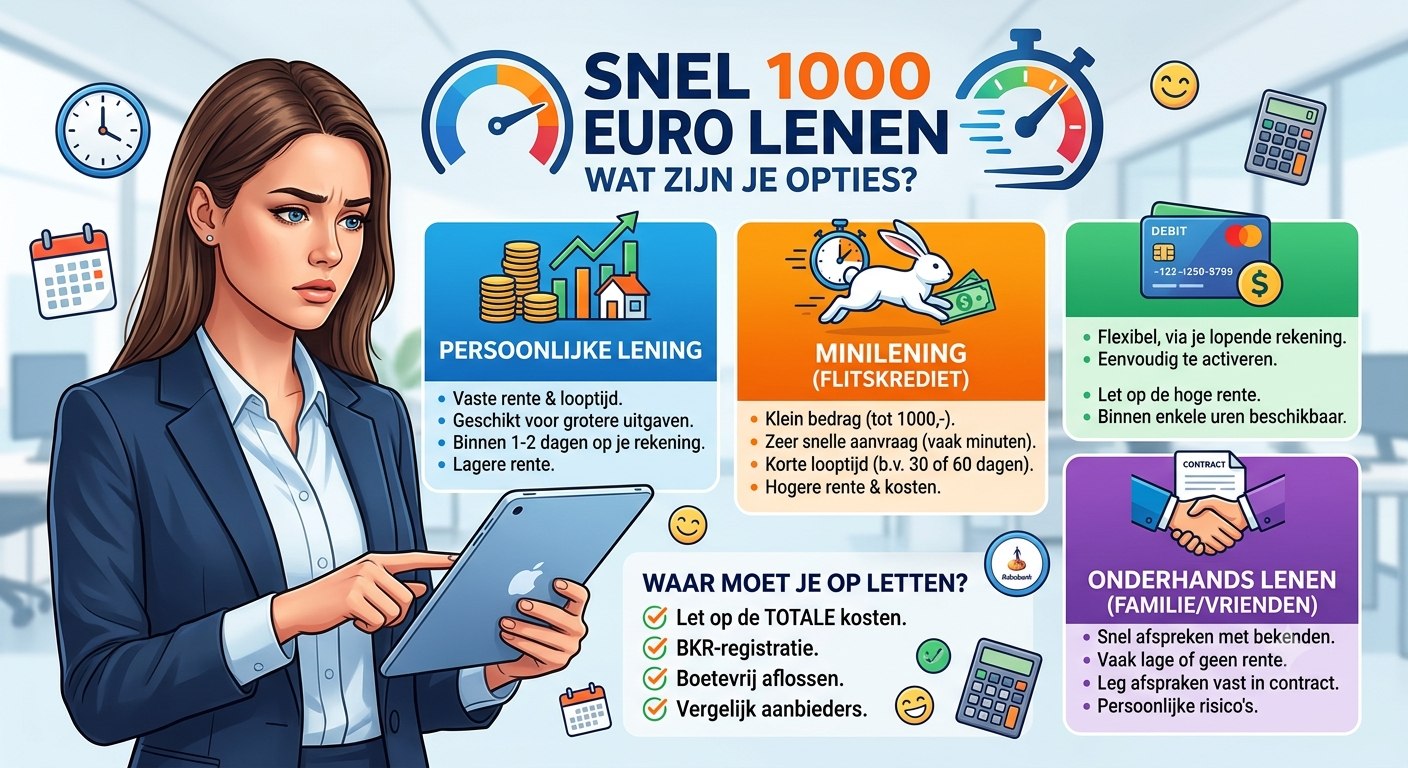 Snel 1000 Euro Lenen, wat zijn je opties?